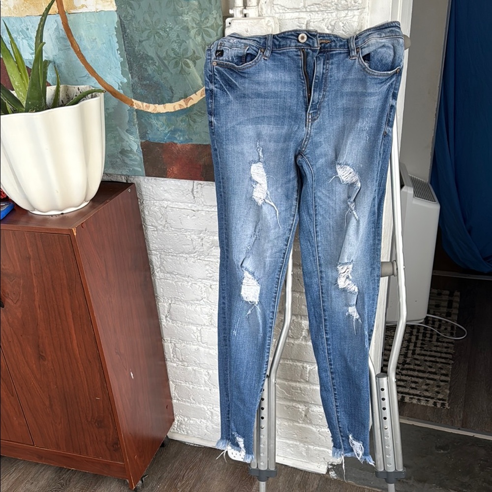 KanCan Blue Skinny Jeans with Distressed Details